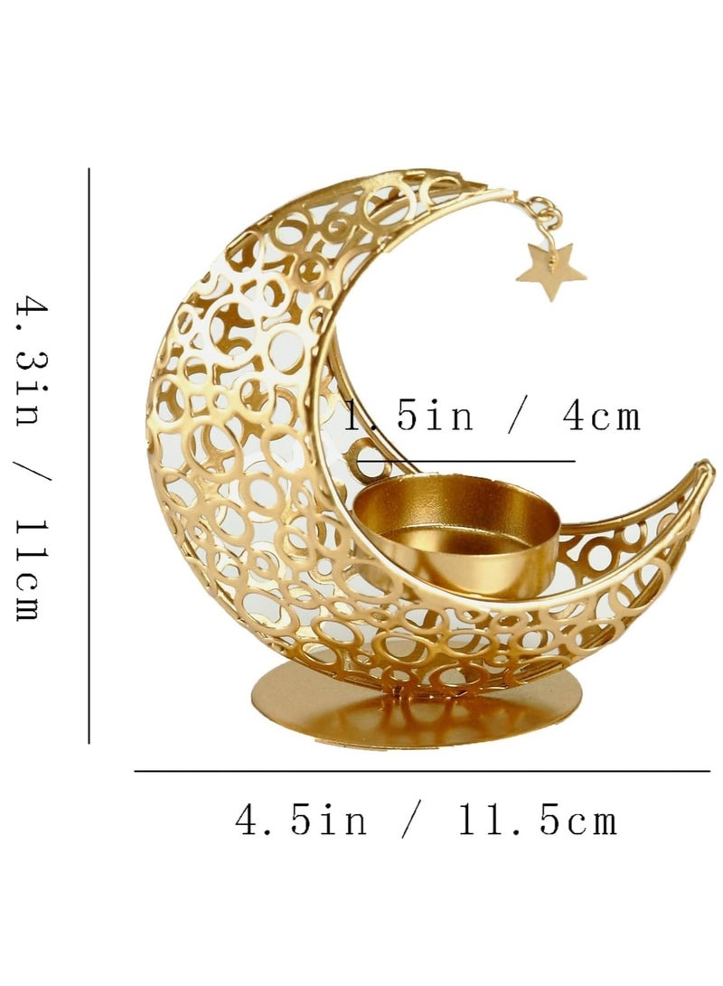 Brain Giggles BrainGiggles Moon Shape Metal Candlesticks Holder for Ramadan Themed Decorations - Image 2